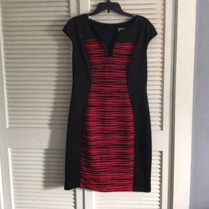 Red and black sheath dress